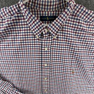 Ralph Lauren OCBD Oxford Red White Blue Check 4XB Big Flesh Pony Cotton Men